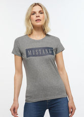 MUSTANG ALINA C LOGO TEE DAMSKI T-SHIRT KOSZULKA LOGO LIGHT GREY MELANGE 1013220 4141